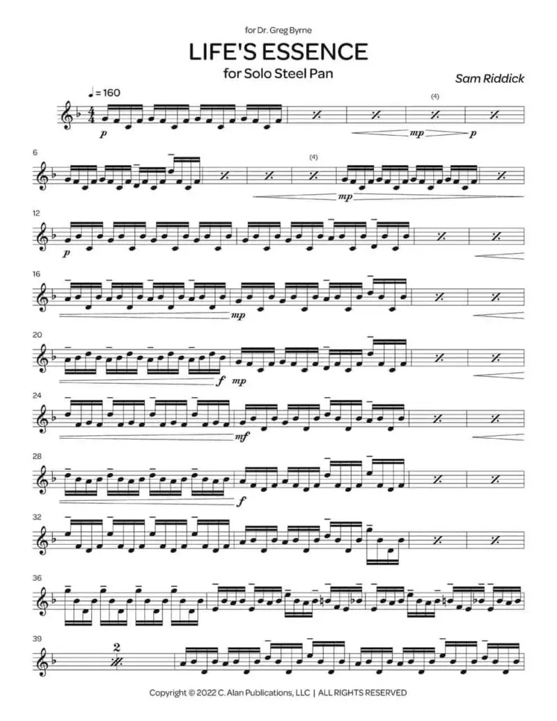 Samuel Riddick Life’s Essence by Sam Riddick - Southern Percussion