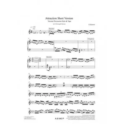 Emmanuel Sejourne Attraction Solo 楽譜 Attraction Short Version by Emmanuel Sejourne - Southern Percussion
