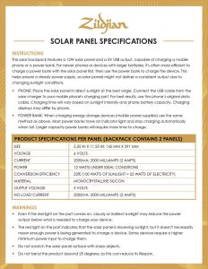 Zildjian Touring Backpack Solar Panes Specs