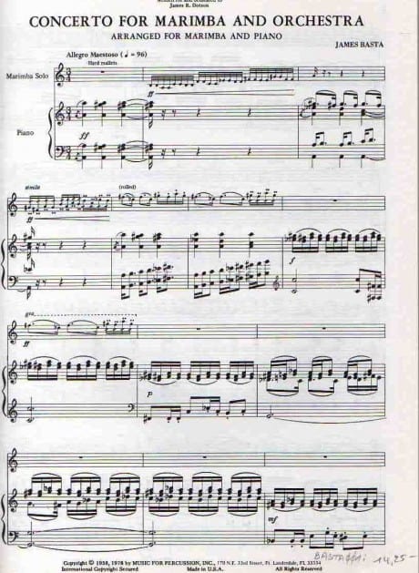 Concerto For Marimba (piano Red) by James Basta