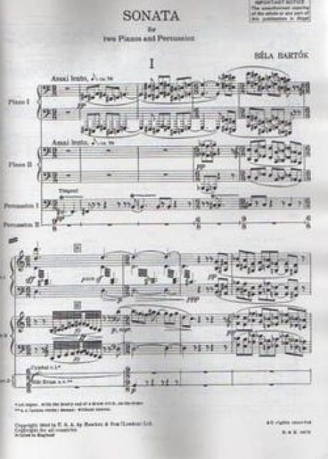 Sonata For Two Pianos And Percussion - 2 Piano Score