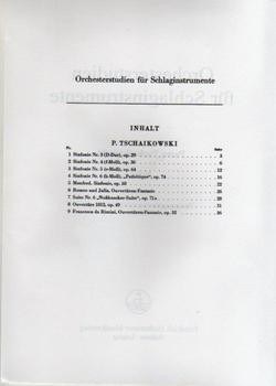 Orchesterstudien Fur Schlaginstrumente - Peter Tschaikowski  Heft 1