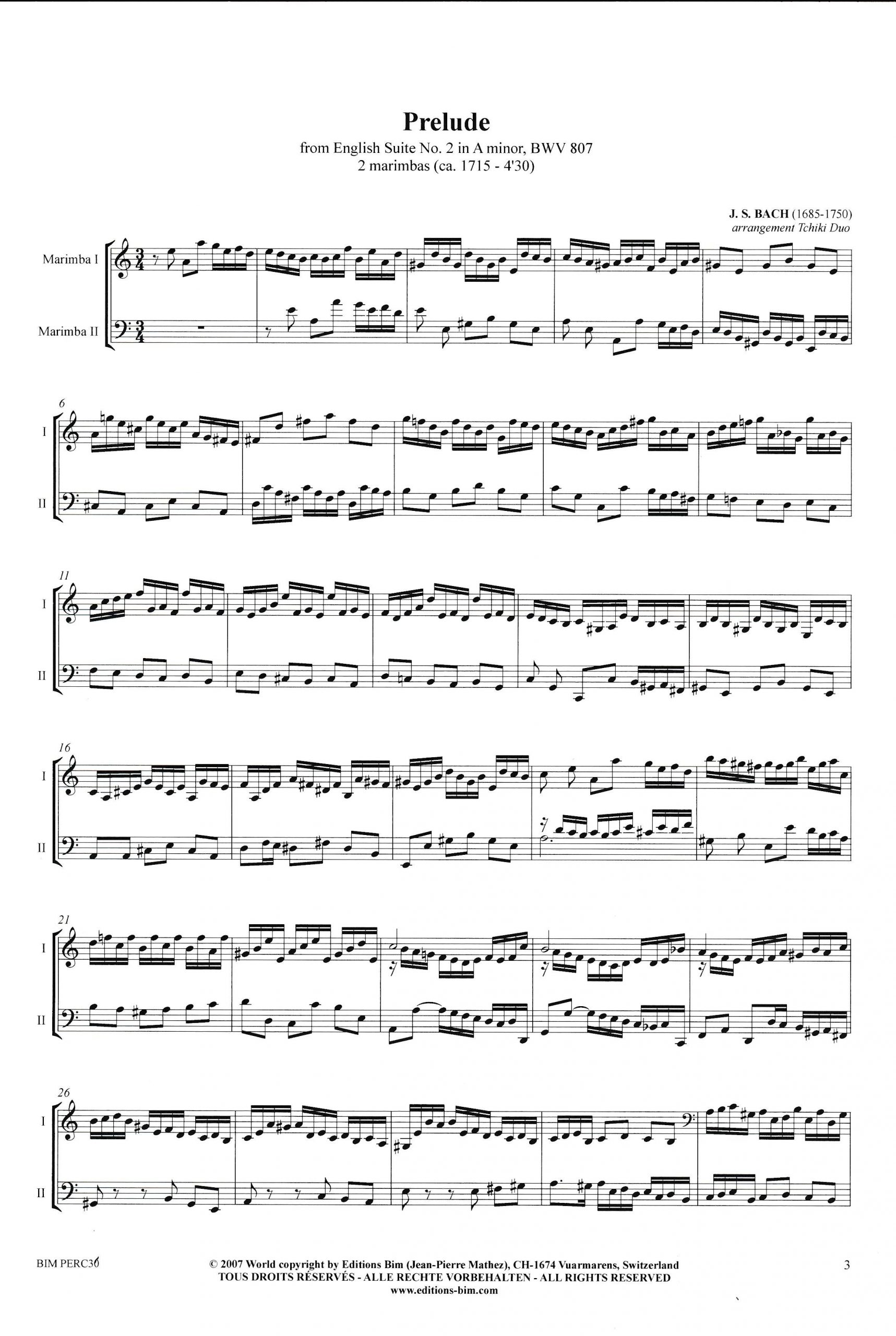 Prelude from English Suite no. 2 in A Minor