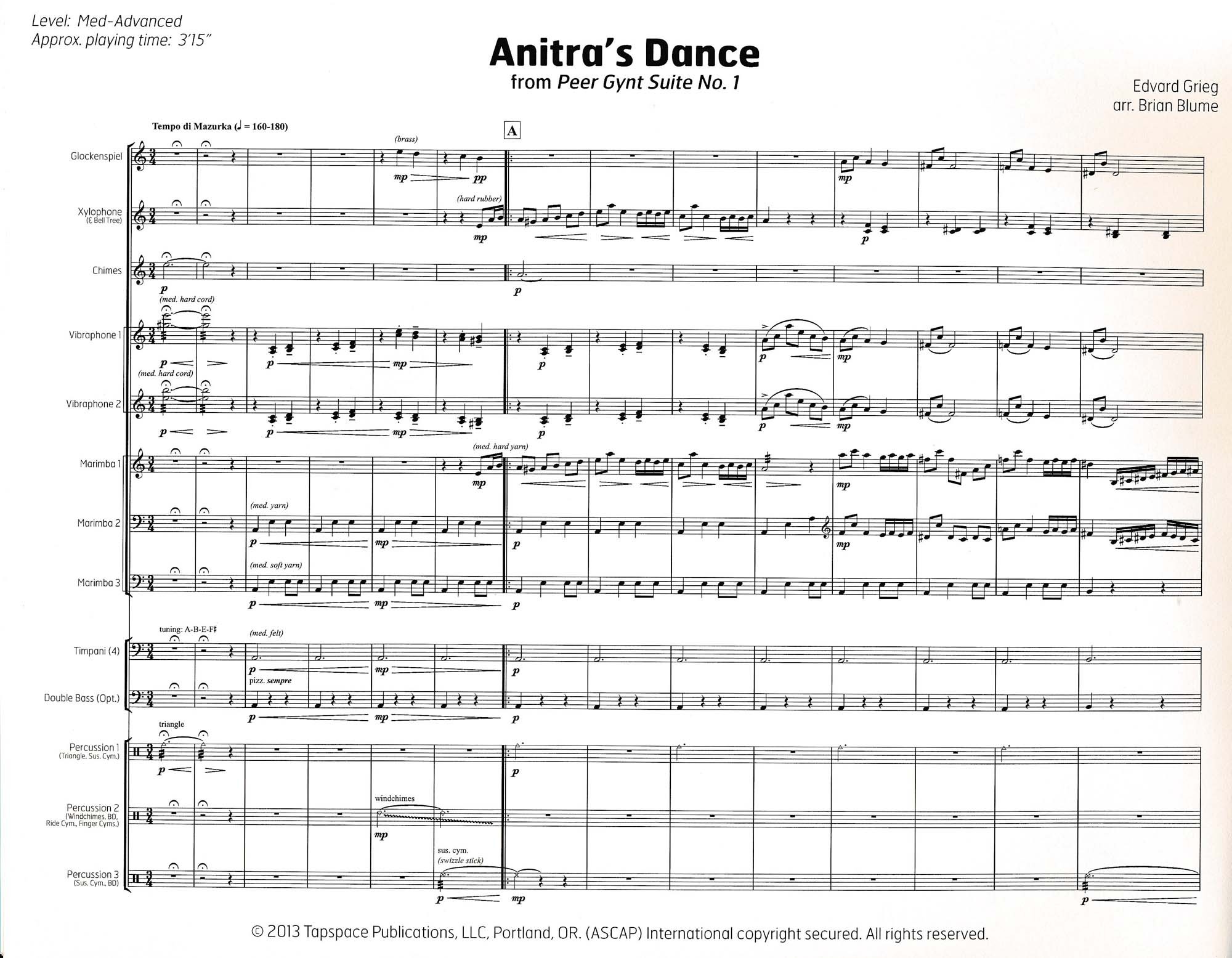 Anitra's Dance from Peer Gynt Suite No. 1 by Grieg arr. Brian Slawson