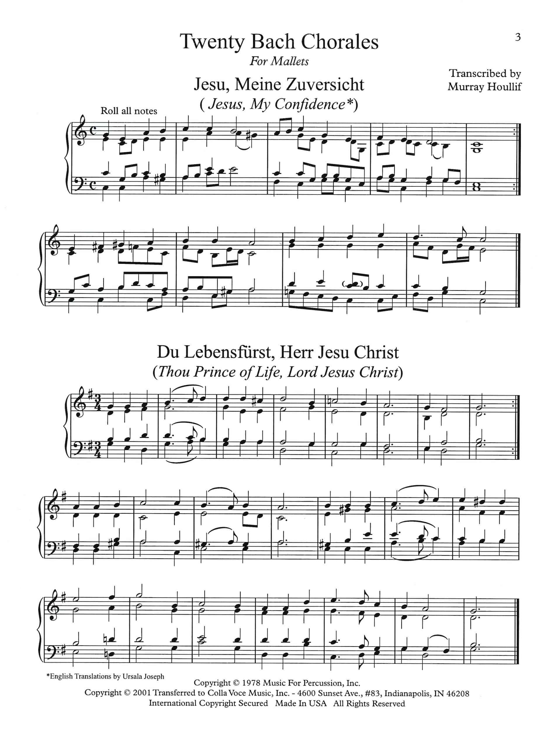 Twenty Bach Chorales by Bach arr. Murray Houllif