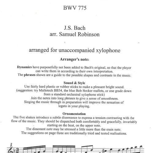 Invention In D Minor by Bach arr. Samuel Robinson