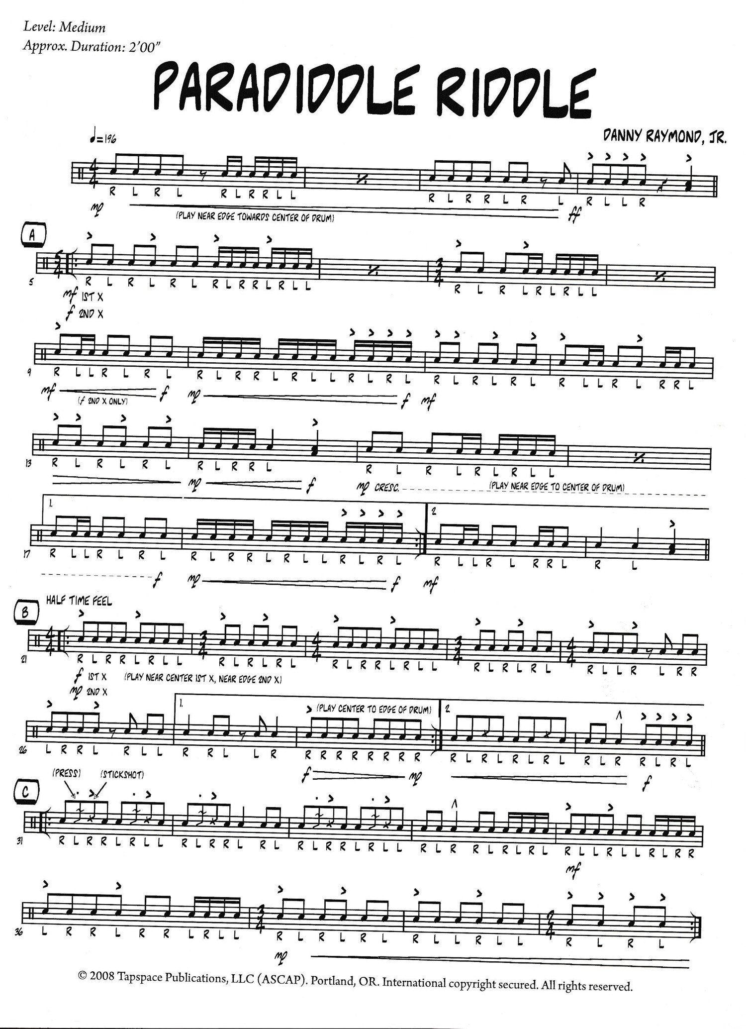 Paradiddle Riddle by Danny Raymond