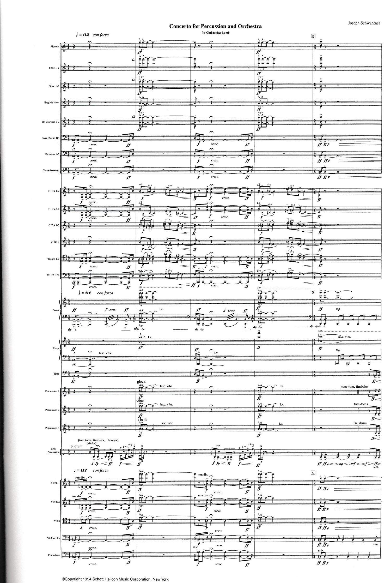 Concerto For Percussion - Score