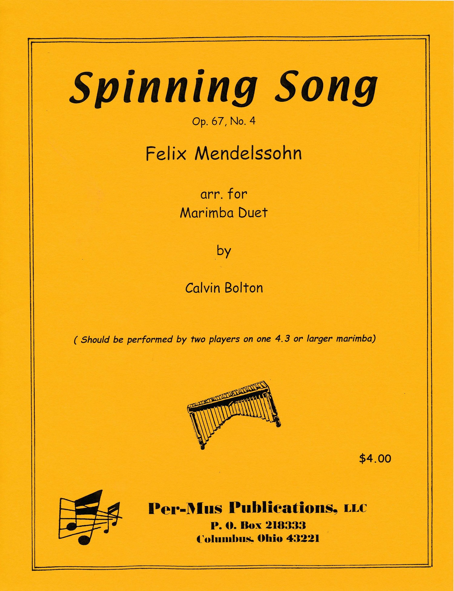 Spinning Songs Op. 67, No. 4 by Mendelssohn arr. Calvin Bolton
