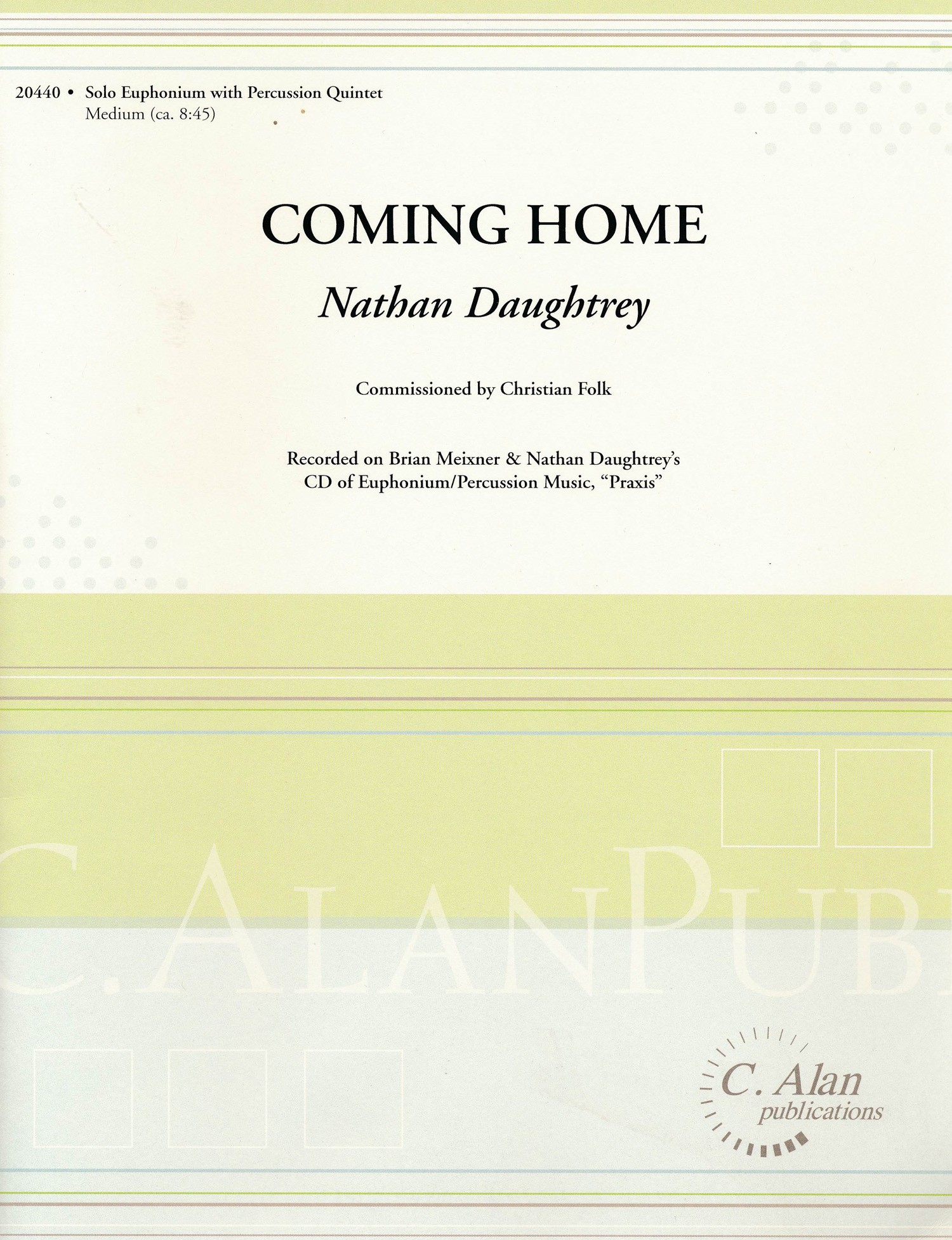 Coming Home for solo euphonium with percussion quintet by Nathan Daughtrey