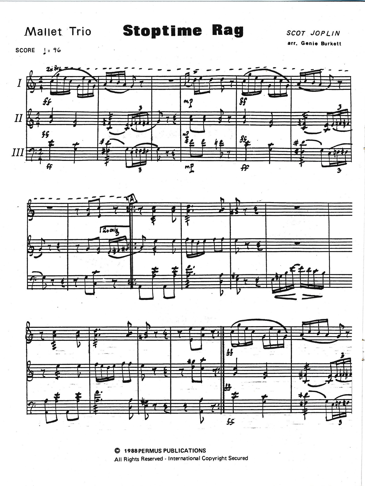 Stoptime Rag by Joplin arr. Genie Burkett