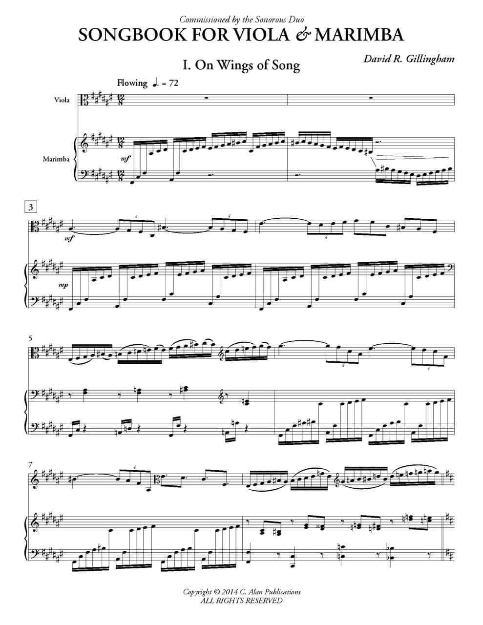 Songbook for Viola & Marimba by David Gillingham