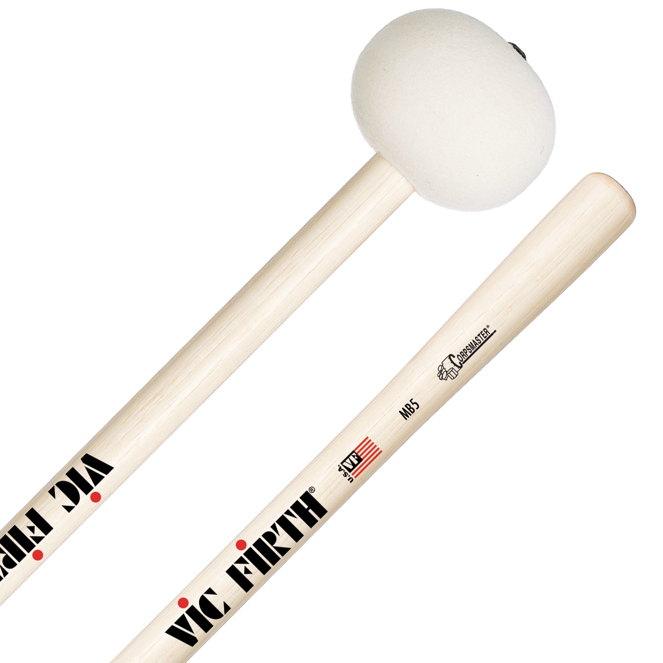 Vic Firth MB5H Corpsmaster Extra Extra Large Hard Felt Marching Bass mallets