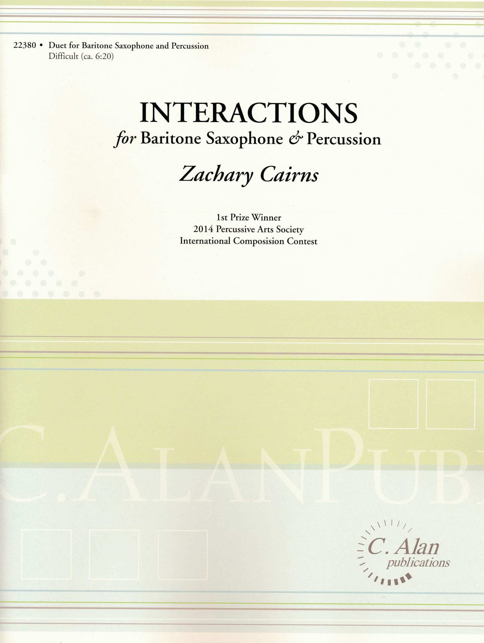 Interactions for Baritone Saxophone & Percussion by Zachary Cairns