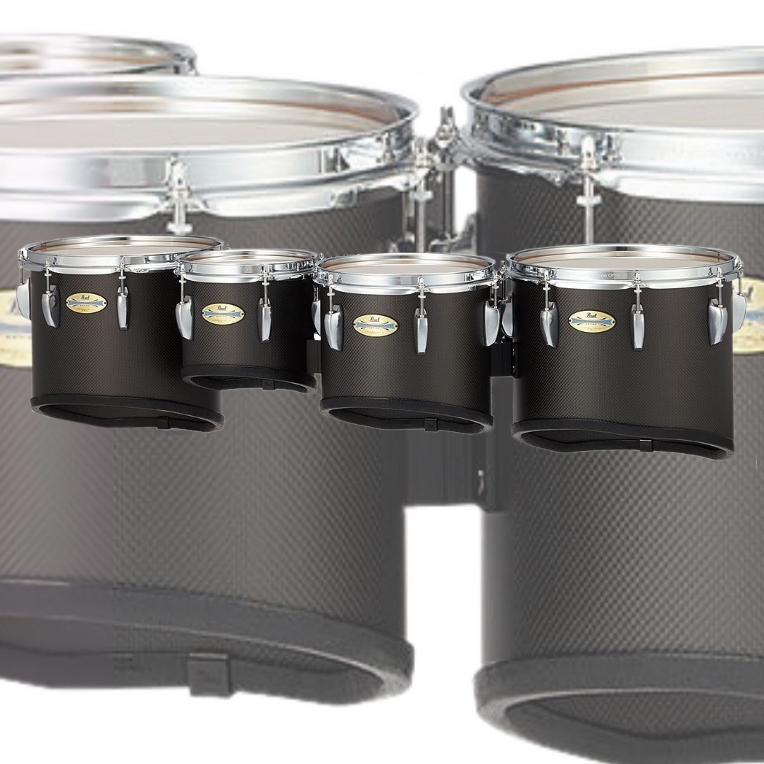 14 in 12 13 Black Silver Burst #368 Pearl Championship CarbonCore Marching Tenor Drums Quad Sonic Cut 10 