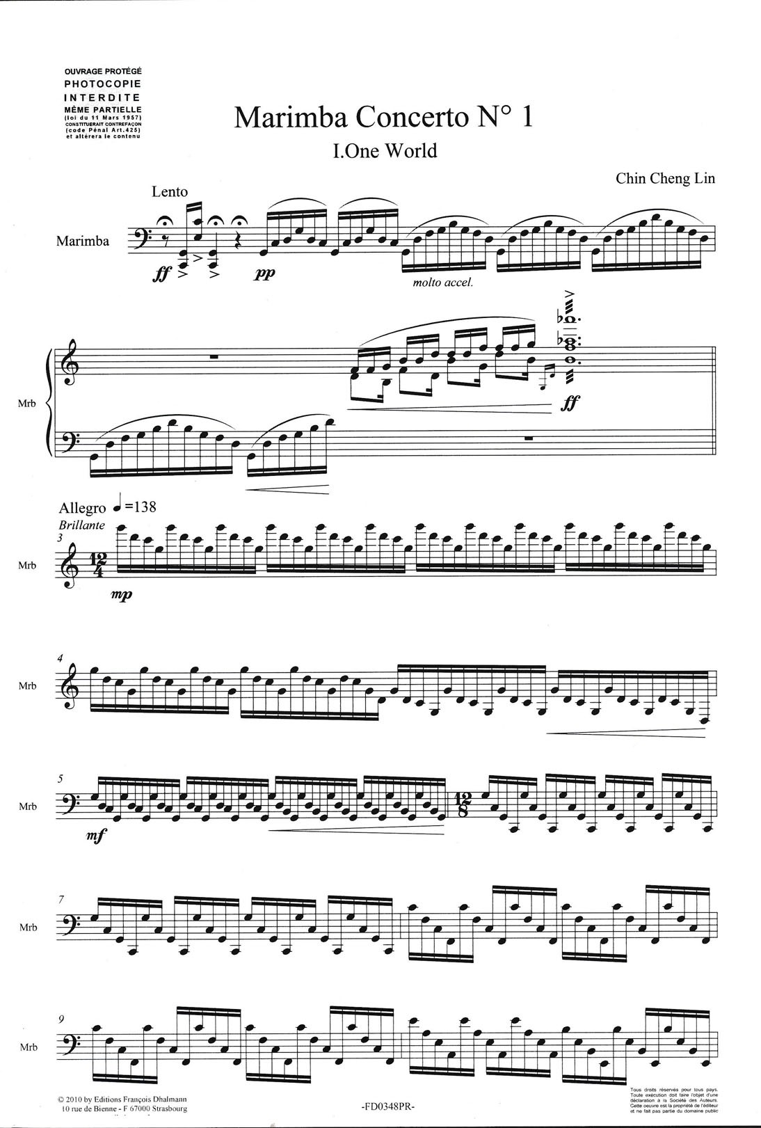 Marimba Concerto no. 1 (piano reduction)