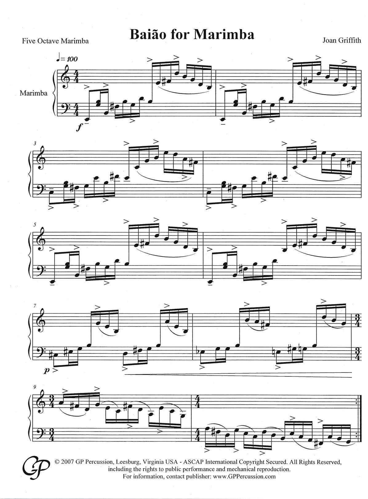 Baiao for Marimba by Joan Griffith