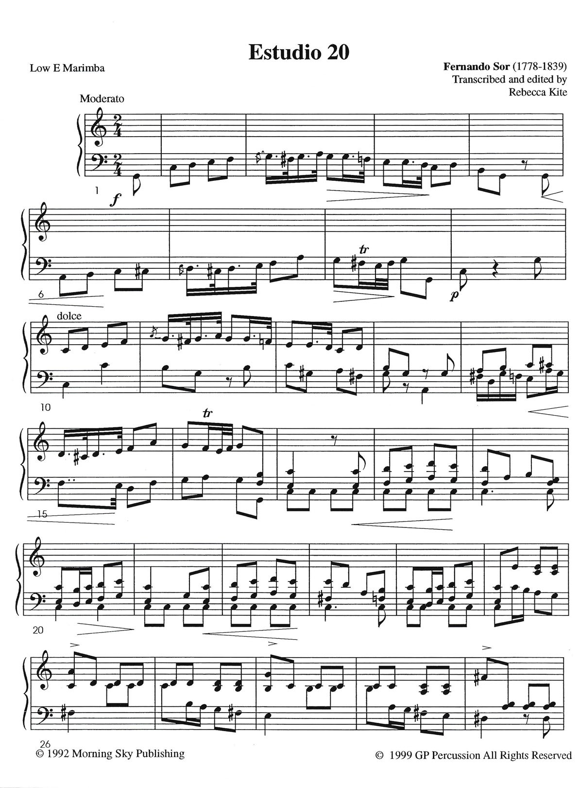 Estudio 20 by Sor arr. Rebecca Kite