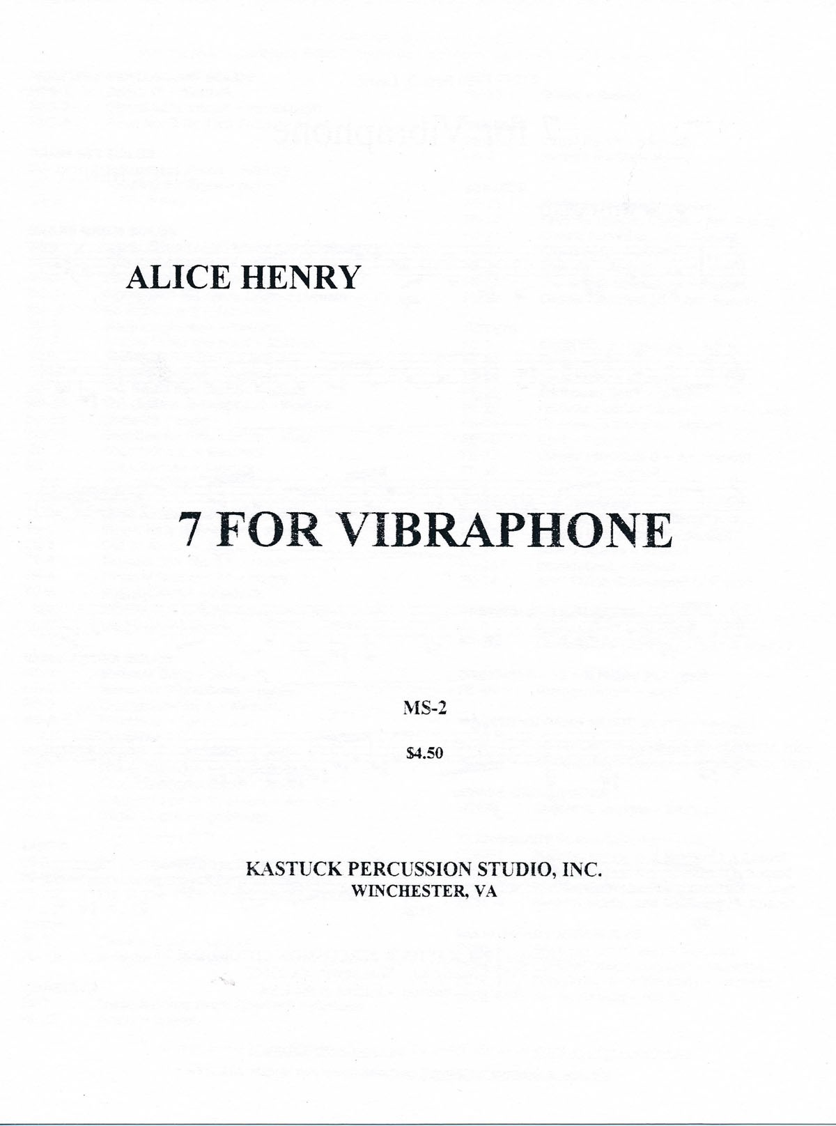 7 for Vibraphone by Alice Henry