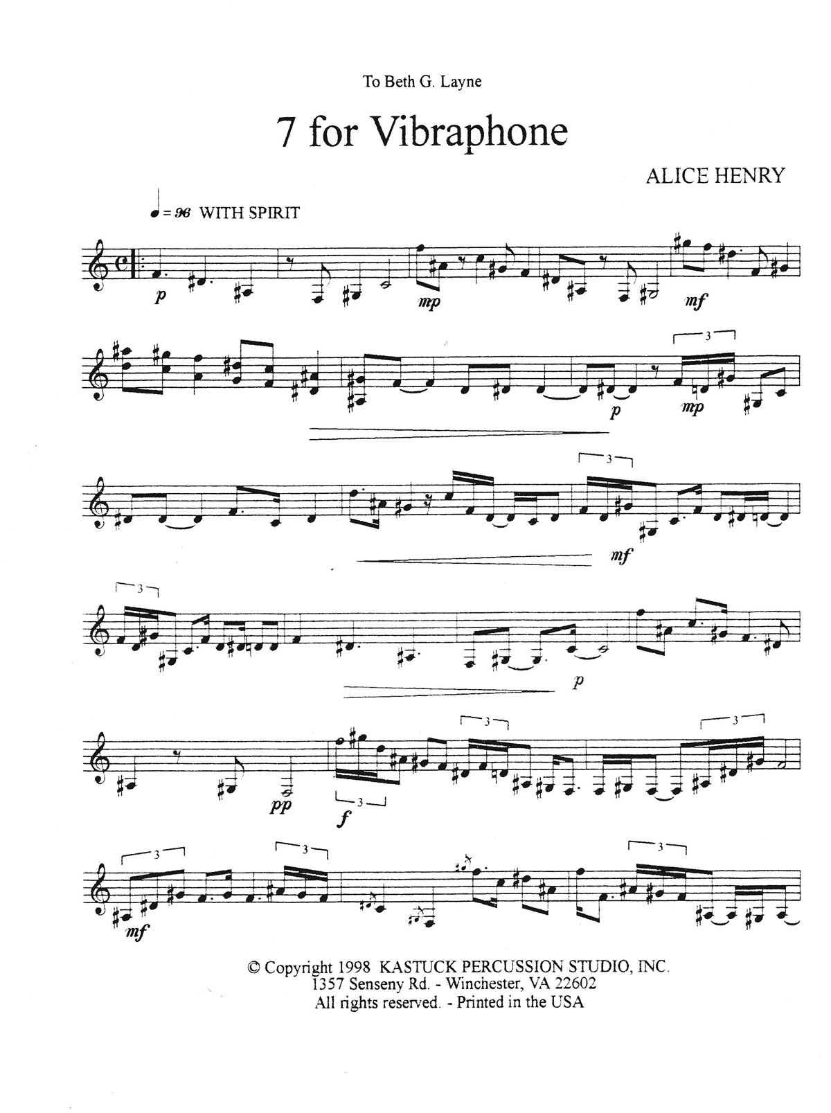 7 for Vibraphone by Alice Henry