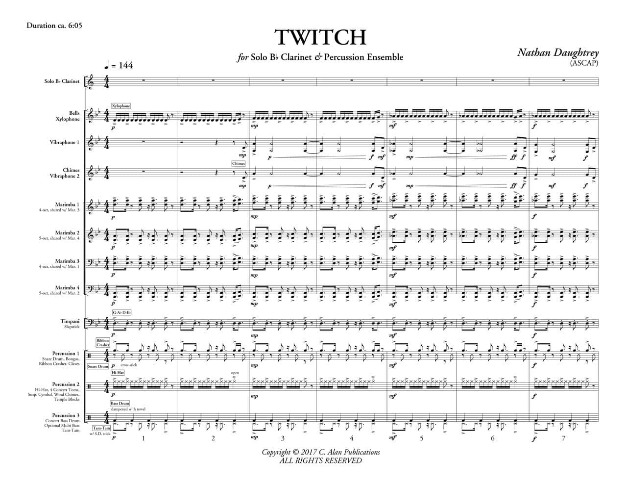 Twitch for Clarinet and Percussion Ensemble by Nathan Daughtrey