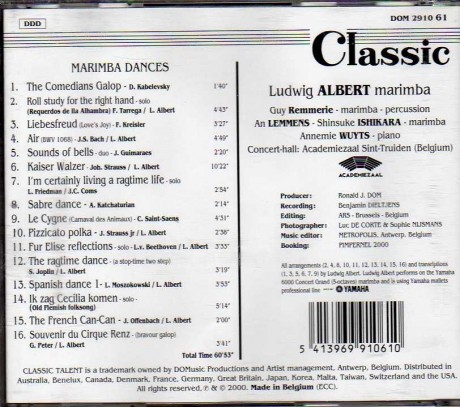 Ludwig Albert: Marimba Dances CD