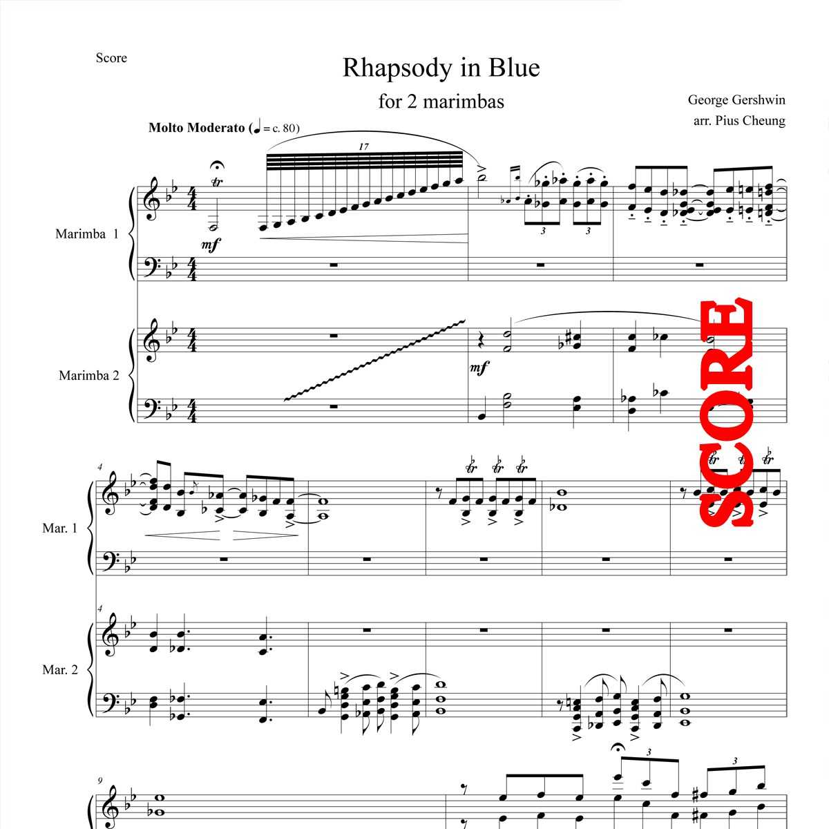 Rhapsody in Blue for marimba duo by Pius Cheung