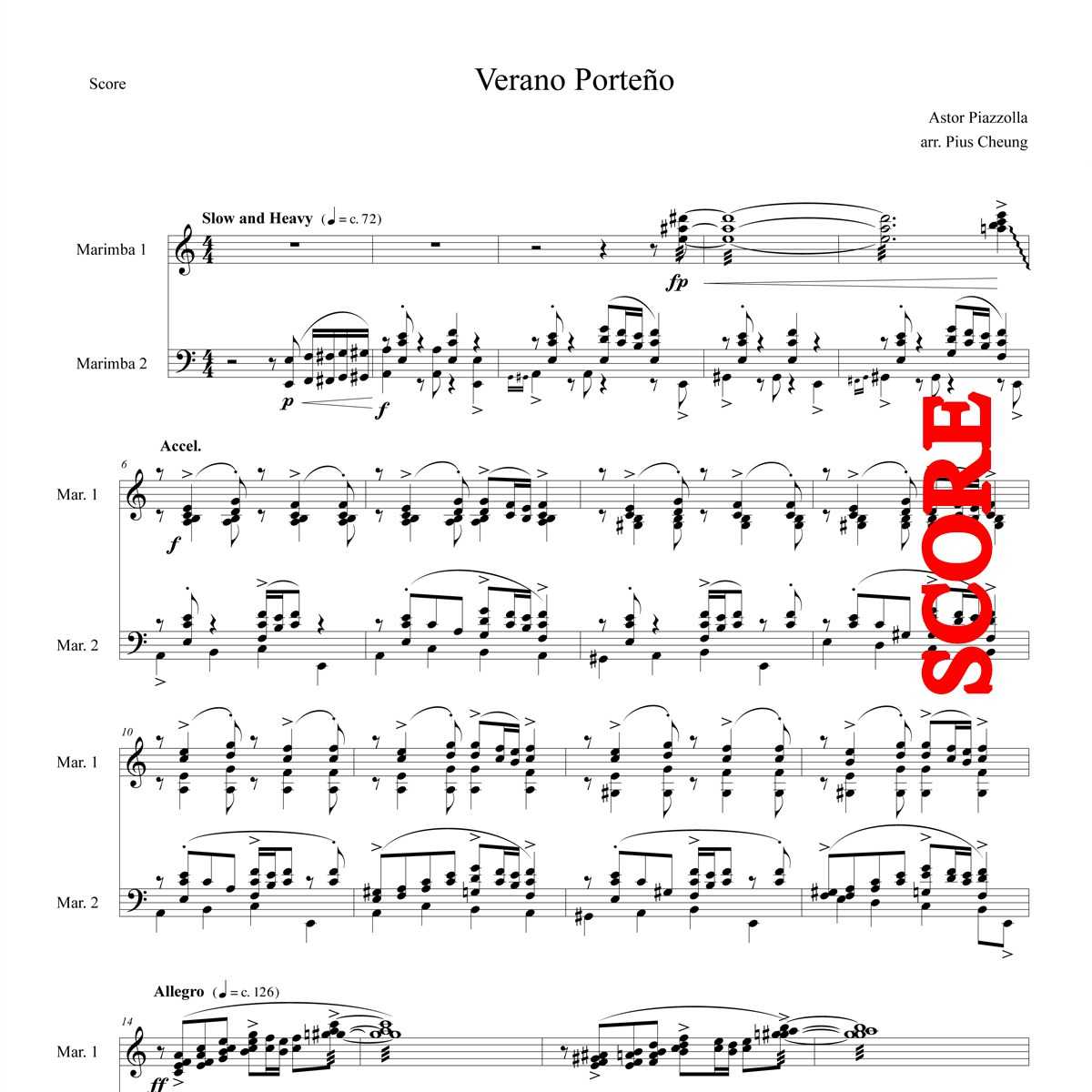 Verano Porteno for marimba duo by Pius Cheung