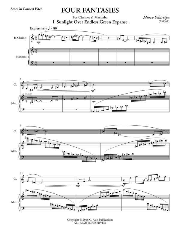 Four Fantasies for Clarinet and Marimba by Marco Schirripa
