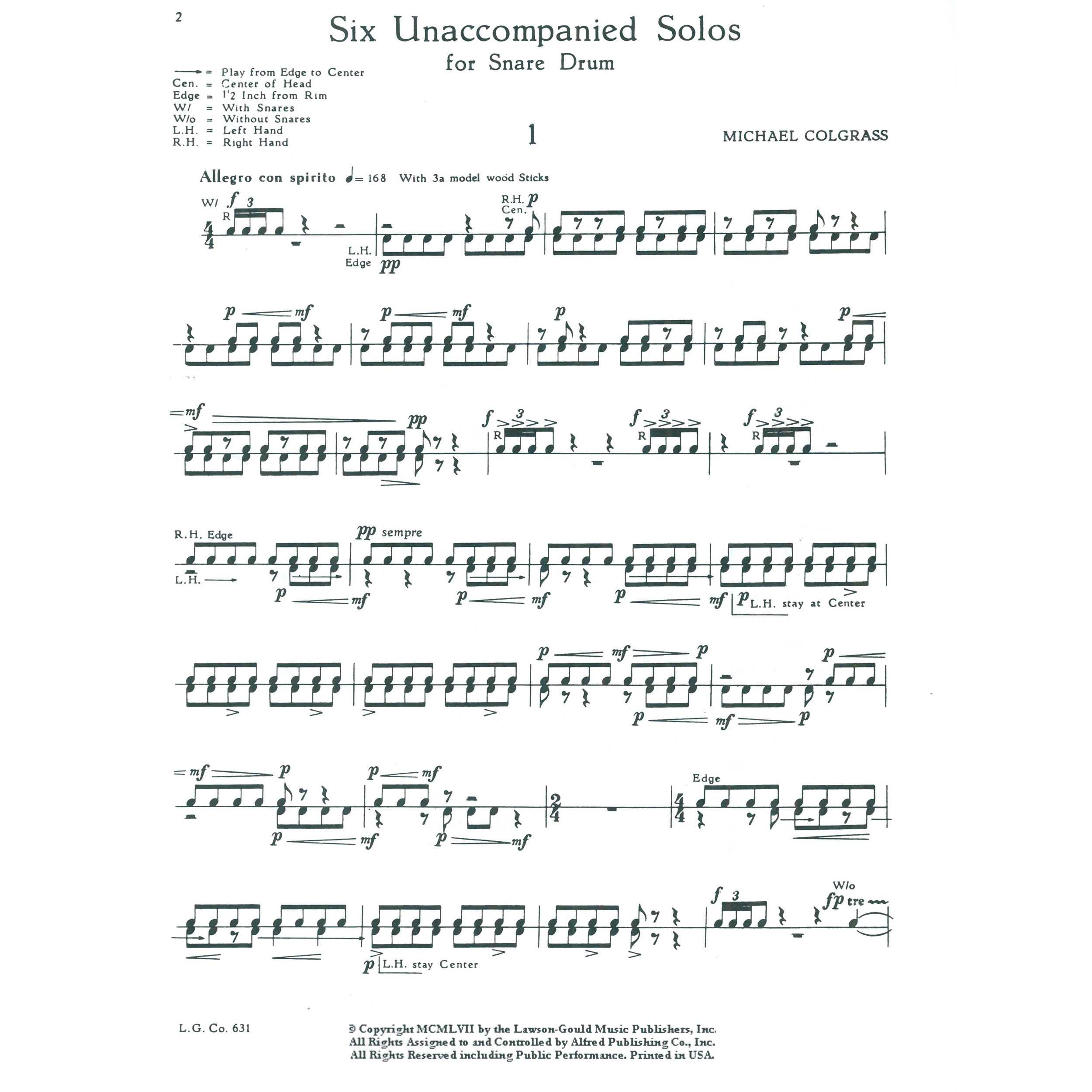 Six Unaccompanied Solos for Snare Drum by Michael Colgrass