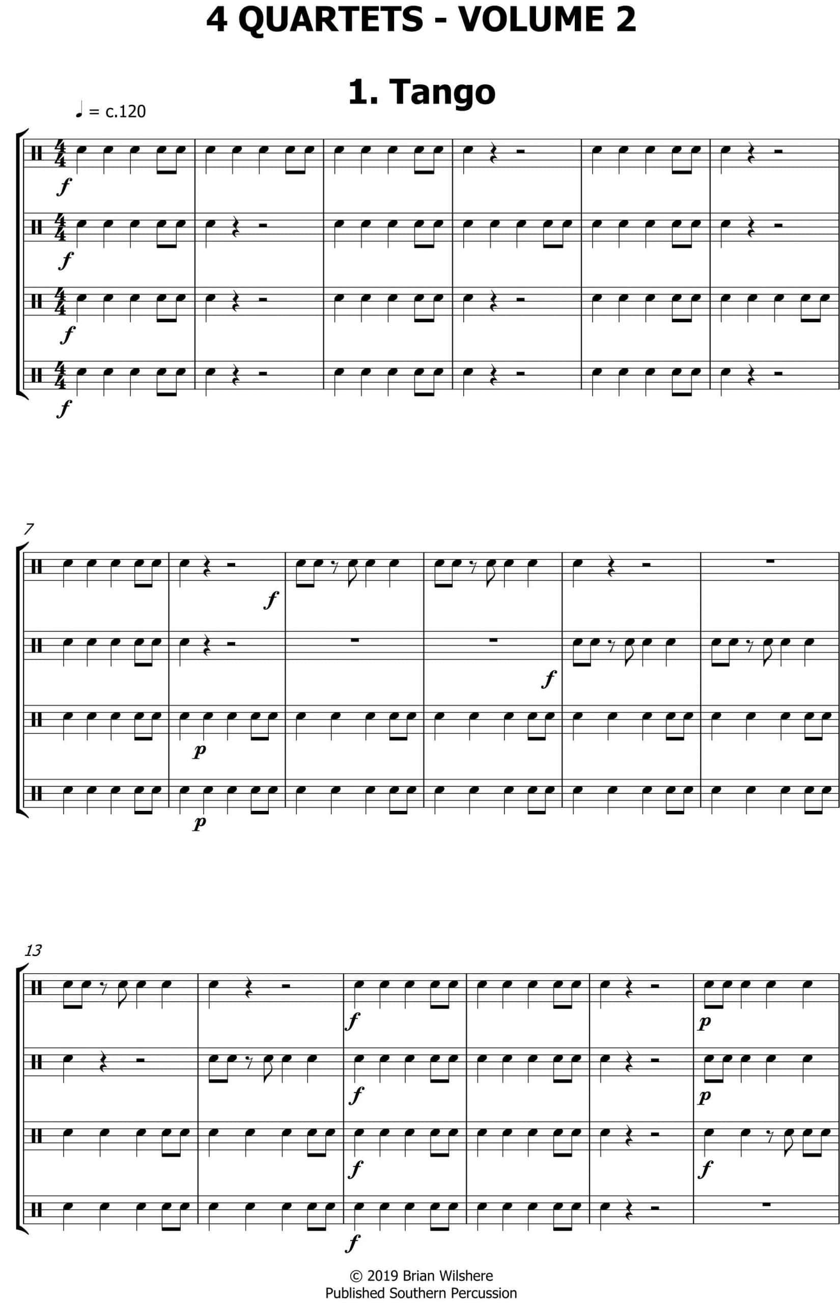 4 Quartets for Percussion - Volume 2 by Brian Wilshere