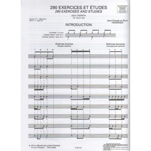 290 Exercises and Studies for Drums vol 1