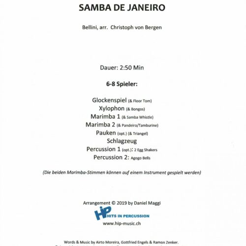 Samba de Janeiro by Bellini arr. Christoph von Bergen