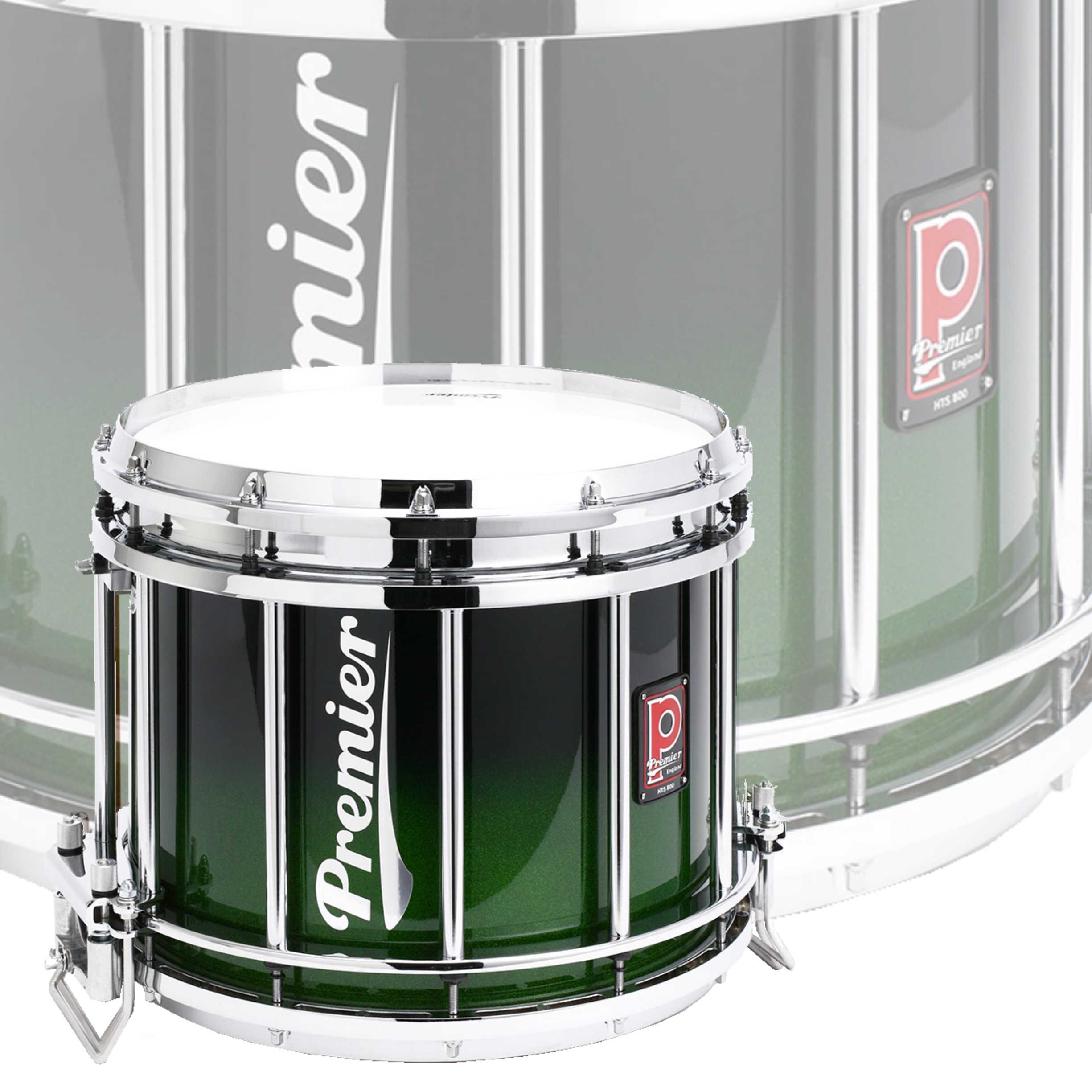 Premier Pipe Band HTS-0800SPX-C 14"x12" Side Snare Drum Emerald Sparkle Fade - Chrome