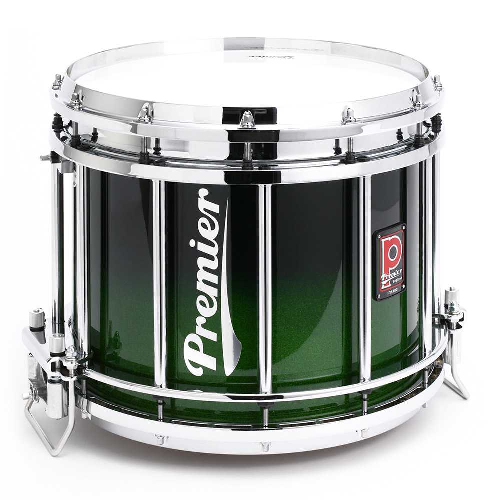 Premier Pipe Band HTS-0800SPX-C 14"x12" Side Snare Drum Emerald Sparkle Fade - Chrome