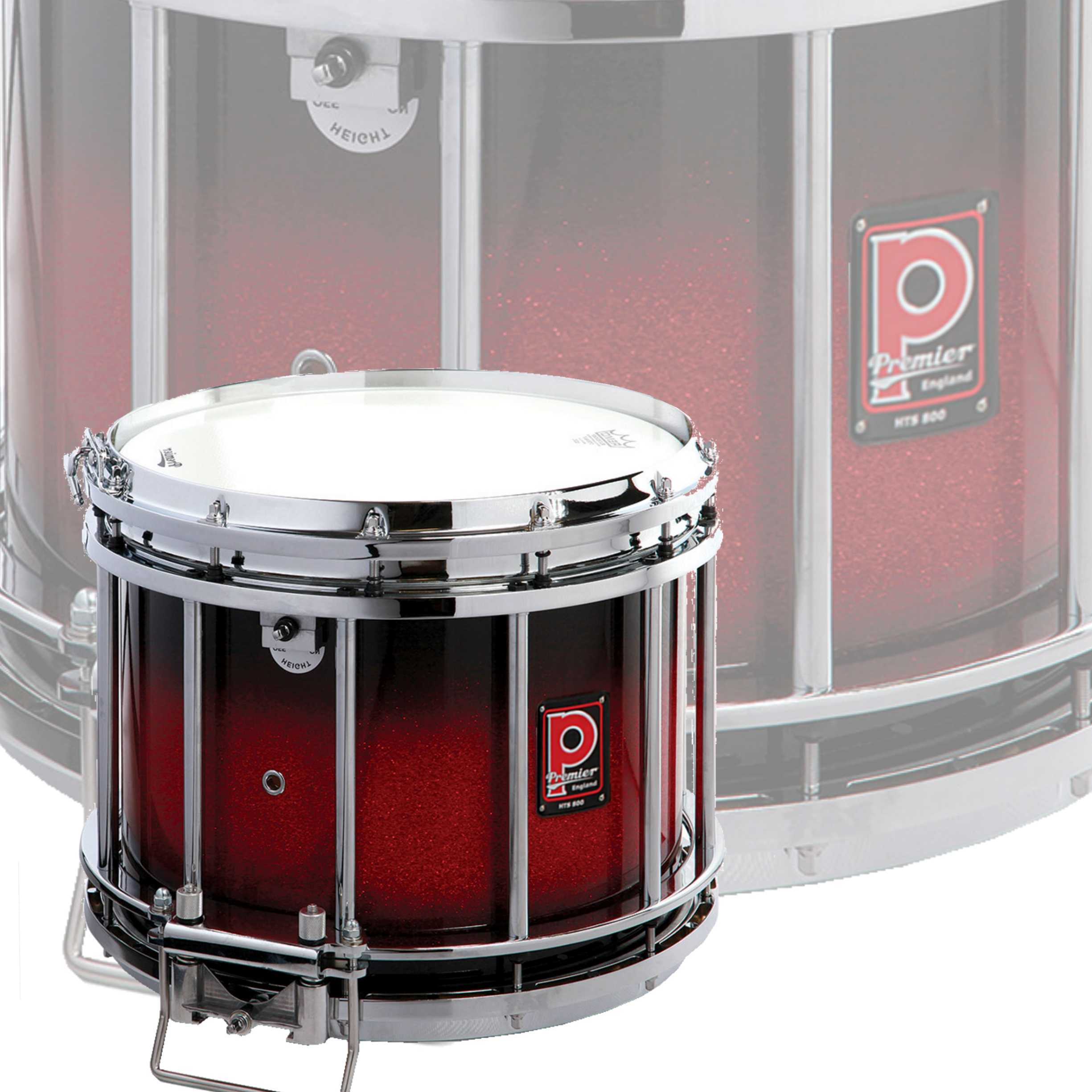 Premier Pipe Band HTS-0800SPX-C 14"x12" Side Snare Drum Ruby Sparkle Burst - Chrome