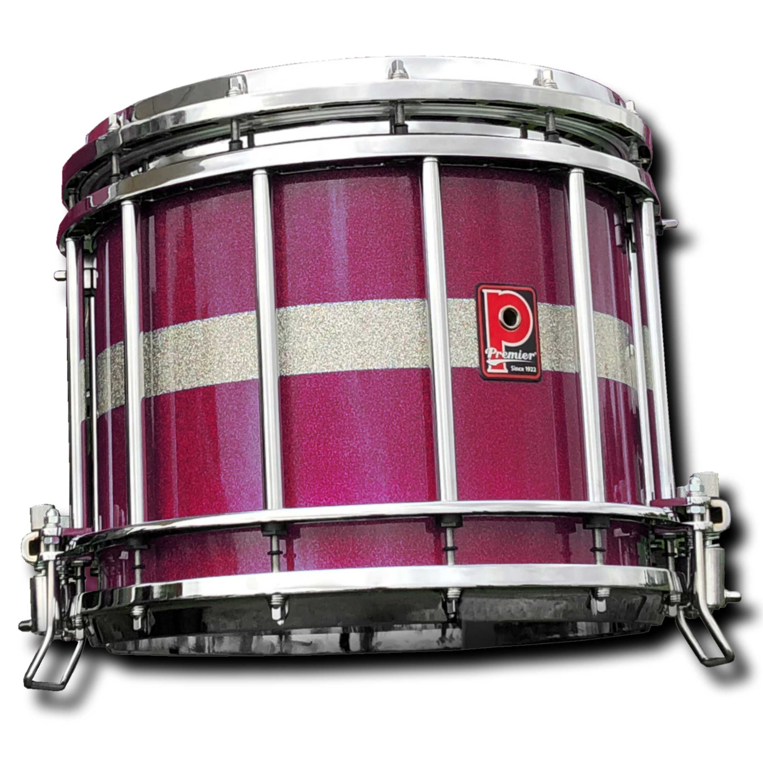 Premier Pipe Band HTS-0800Z-C 14"x12" Side Snare Drum Amethyst to Silver Blaze Sparkle - Chrome