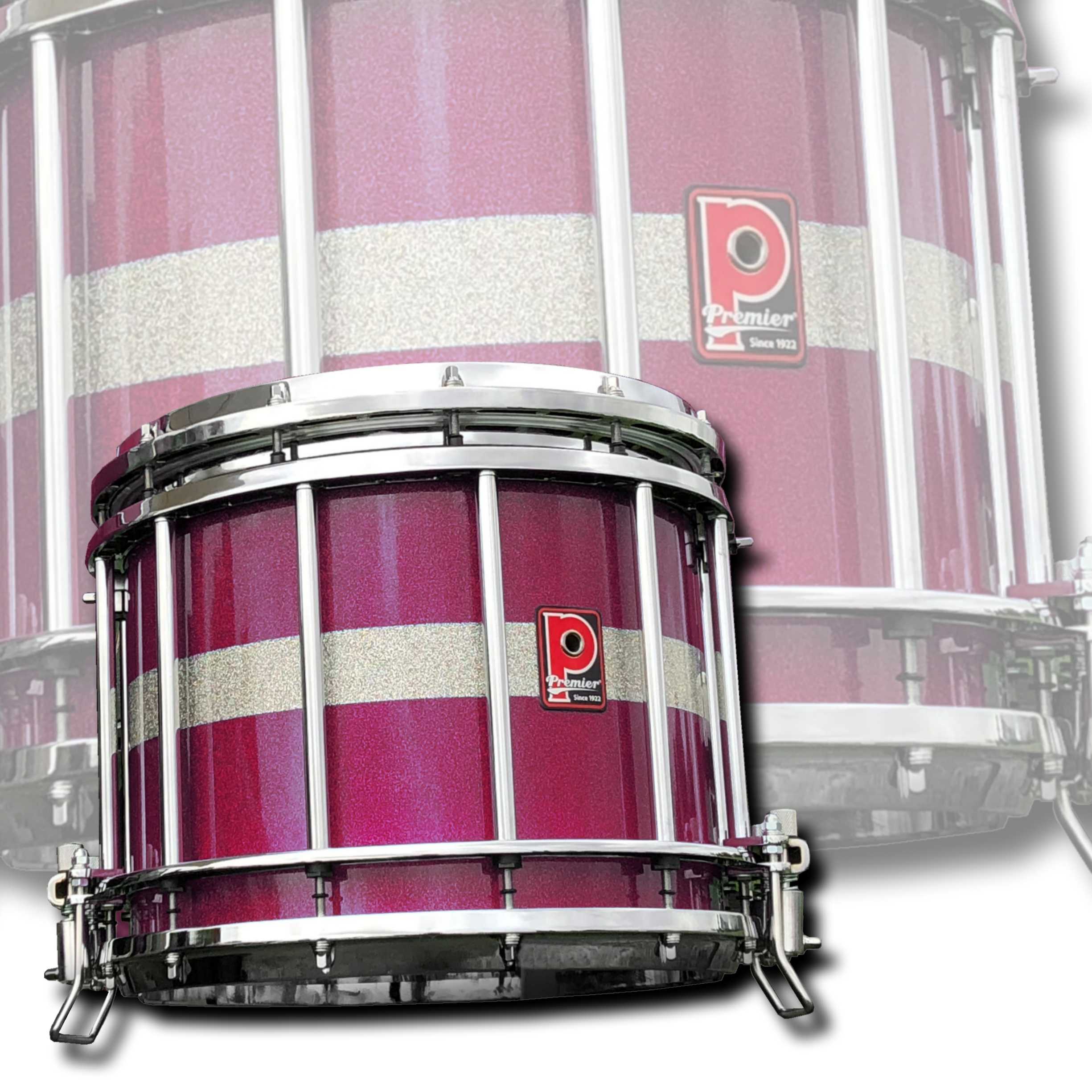 Premier Pipe Band HTS-0800Z-C 14"x12" Side Snare Drum Amethyst to Silver Blaze Sparkle - Chrome