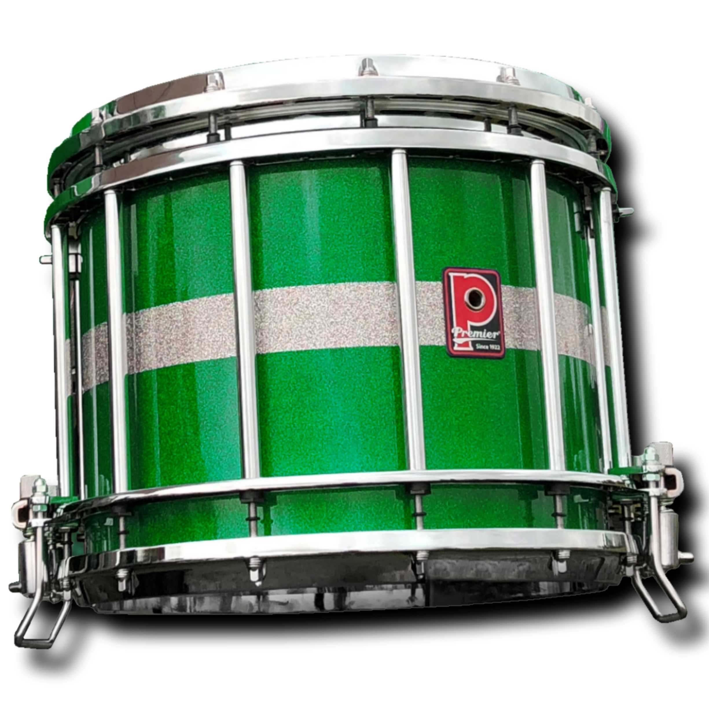 Premier Pipe Band HTS-0800Z-C 14"x12" Side Snare Drum Emerald to Silver Blaze Sparkle - Chrome