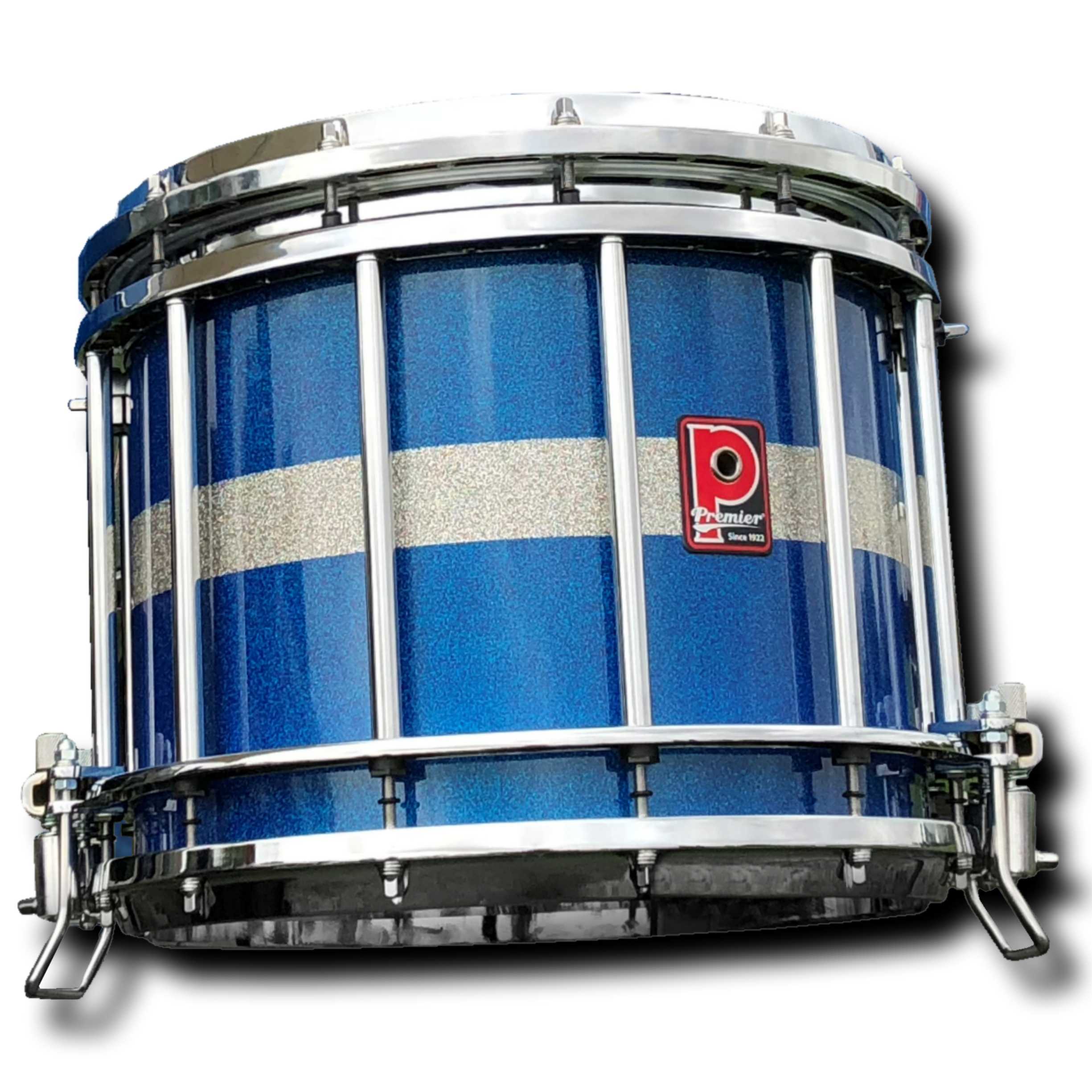 Premier Pipe Band HTS-0800Z-C 14"x12" Side Snare Drum Sapphire to Silver Blaze Sparkle - Chrome