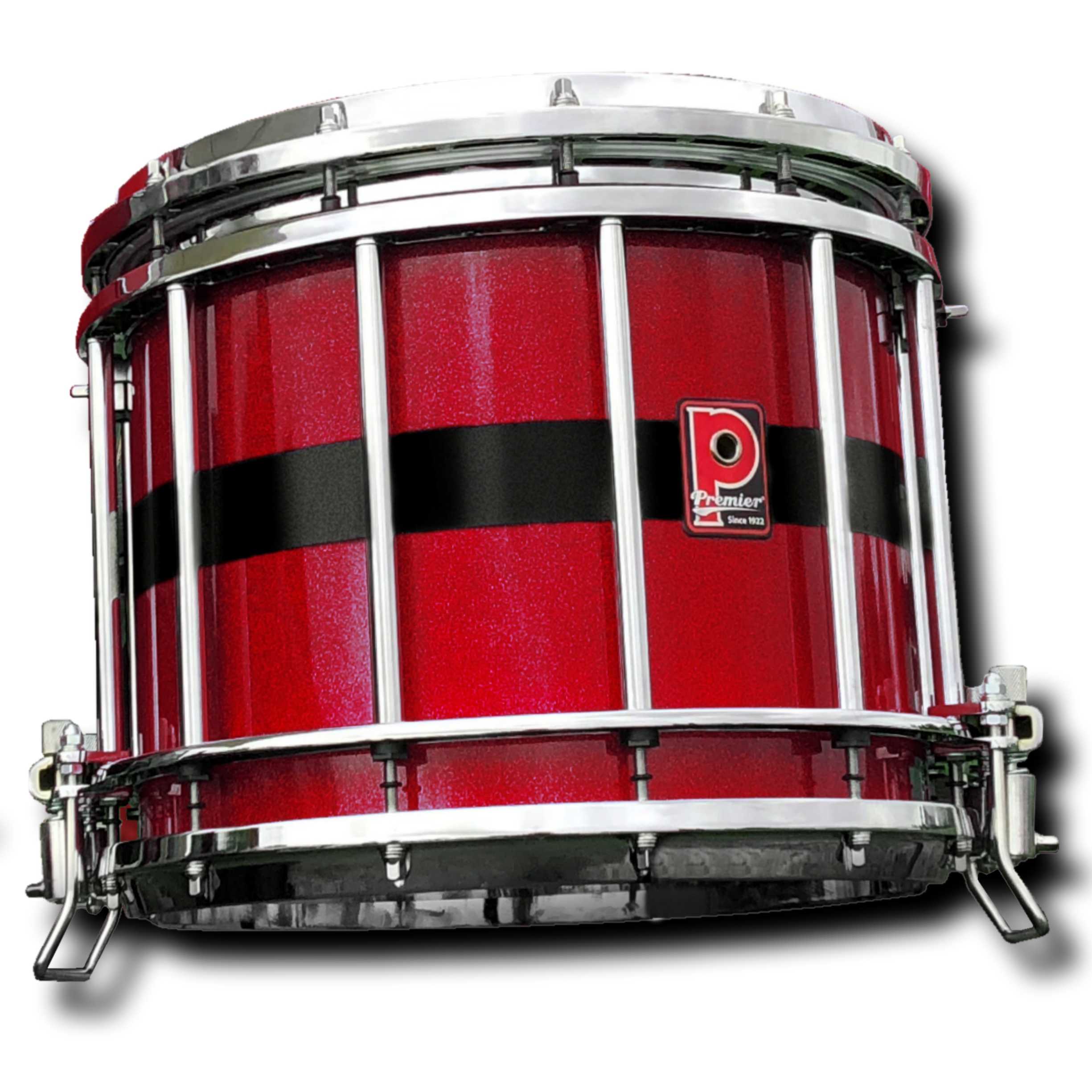 Premier Pipe Band HTS-0800Z-C 14"x12" Side Snare Drum Ruby to Black Blaze Sparkle - Chrome
