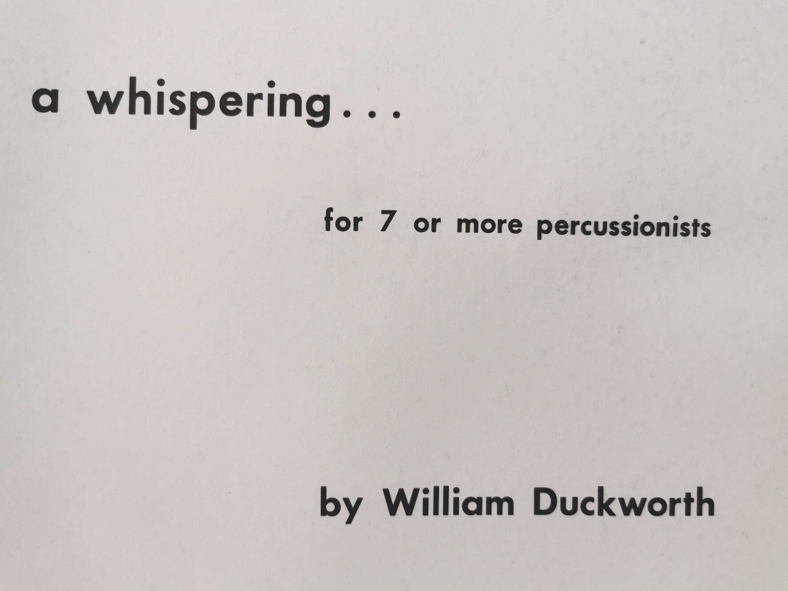 a wispering... by William Duckworth