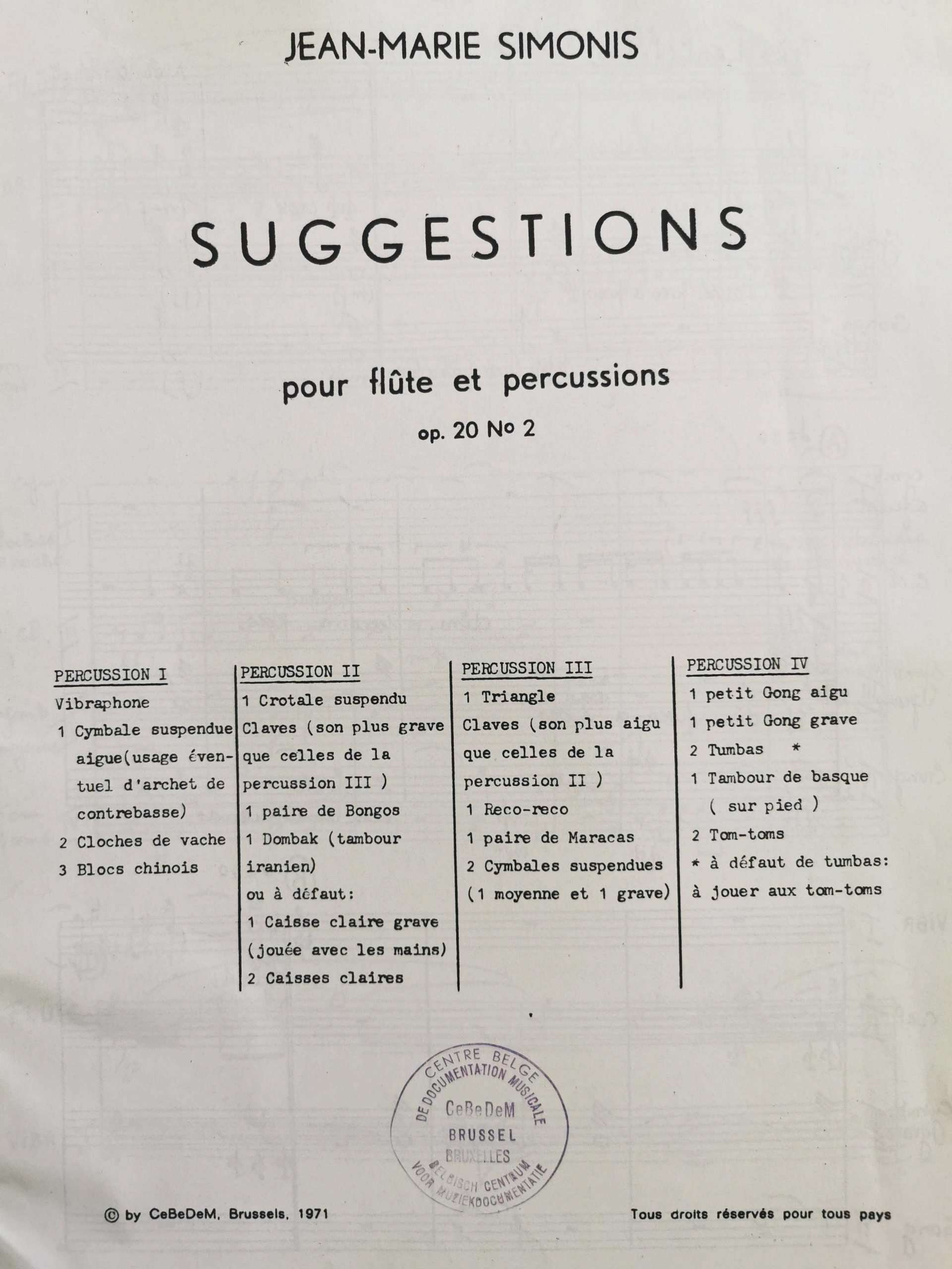 Suggestions by Jean-Marie Simonis
