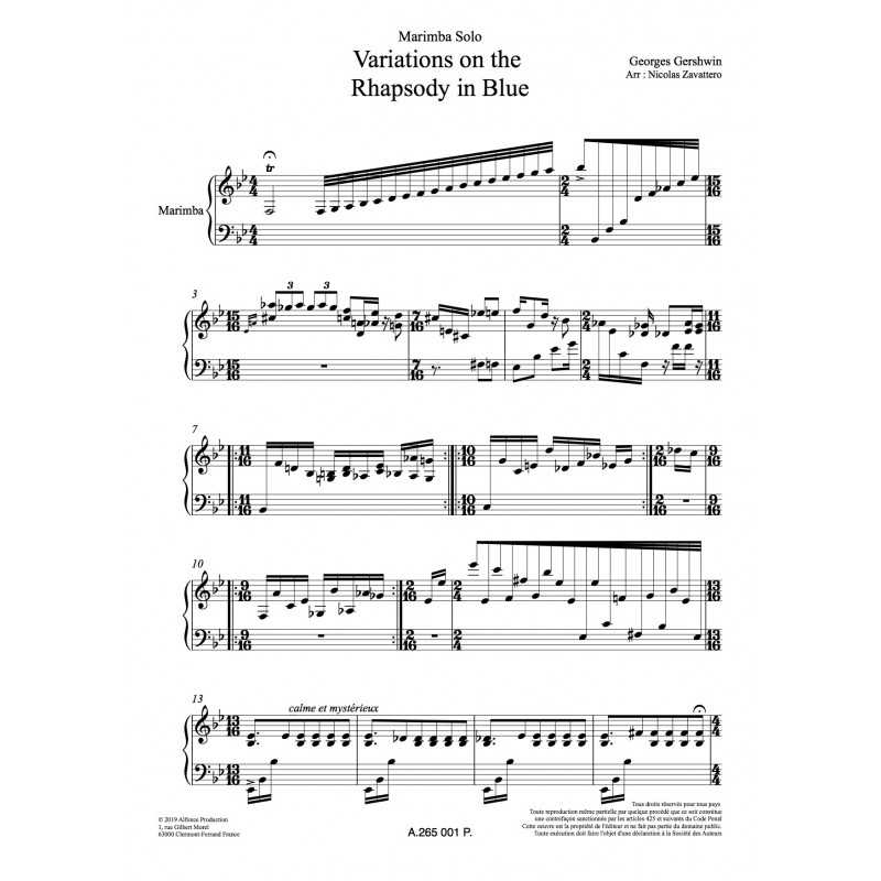 Variations on the Rhapsody in Blue by Gershwin arr. Nicolas Zavattero