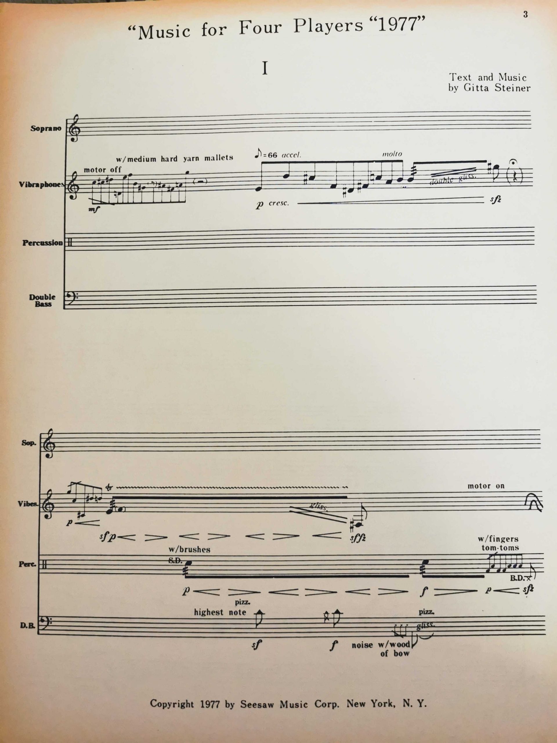 Music for Four Players 1977 by Gitta Steiner