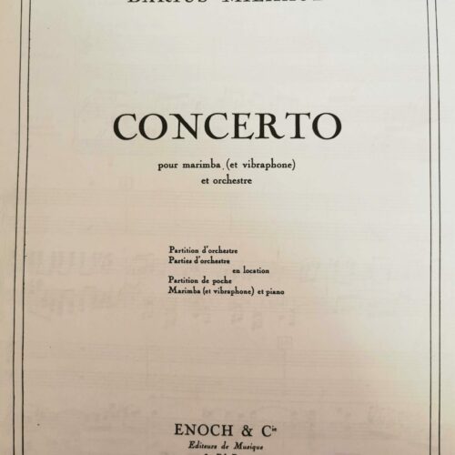 Concerto for Marimba/Vibraphone and Orchstra (piano reduction) by Darius Milhaud
