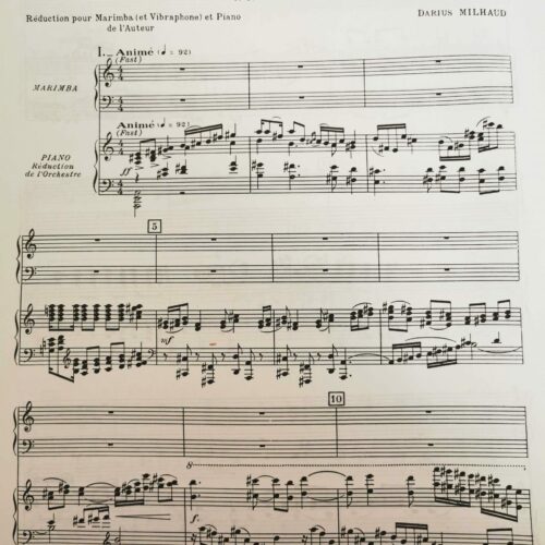 Concerto for Marimba/Vibraphone and Orchstra (piano reduction) by Darius Milhaud