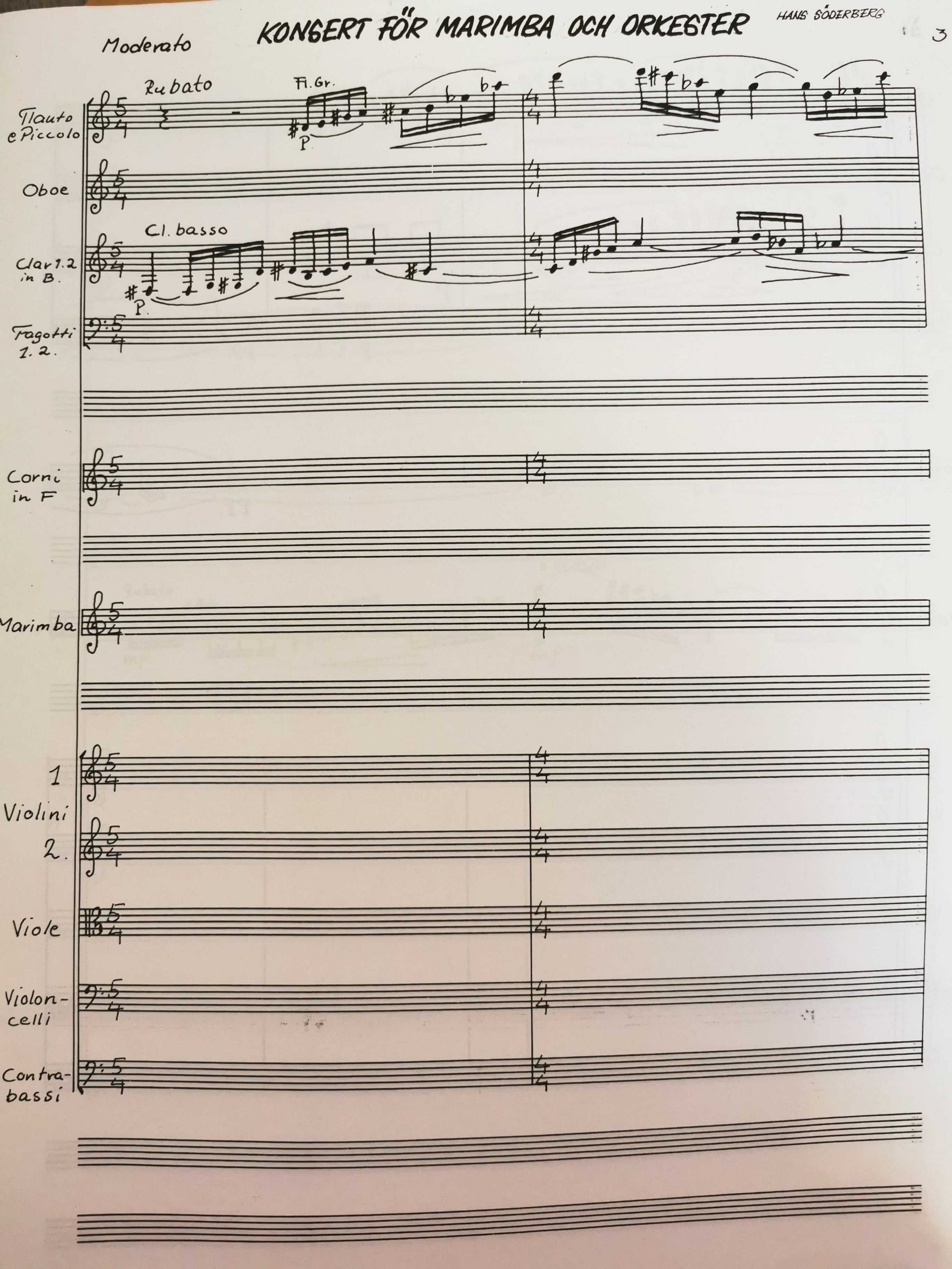 Concerto for Marimba and Orchestra (Score Only) by Hans Soderberg