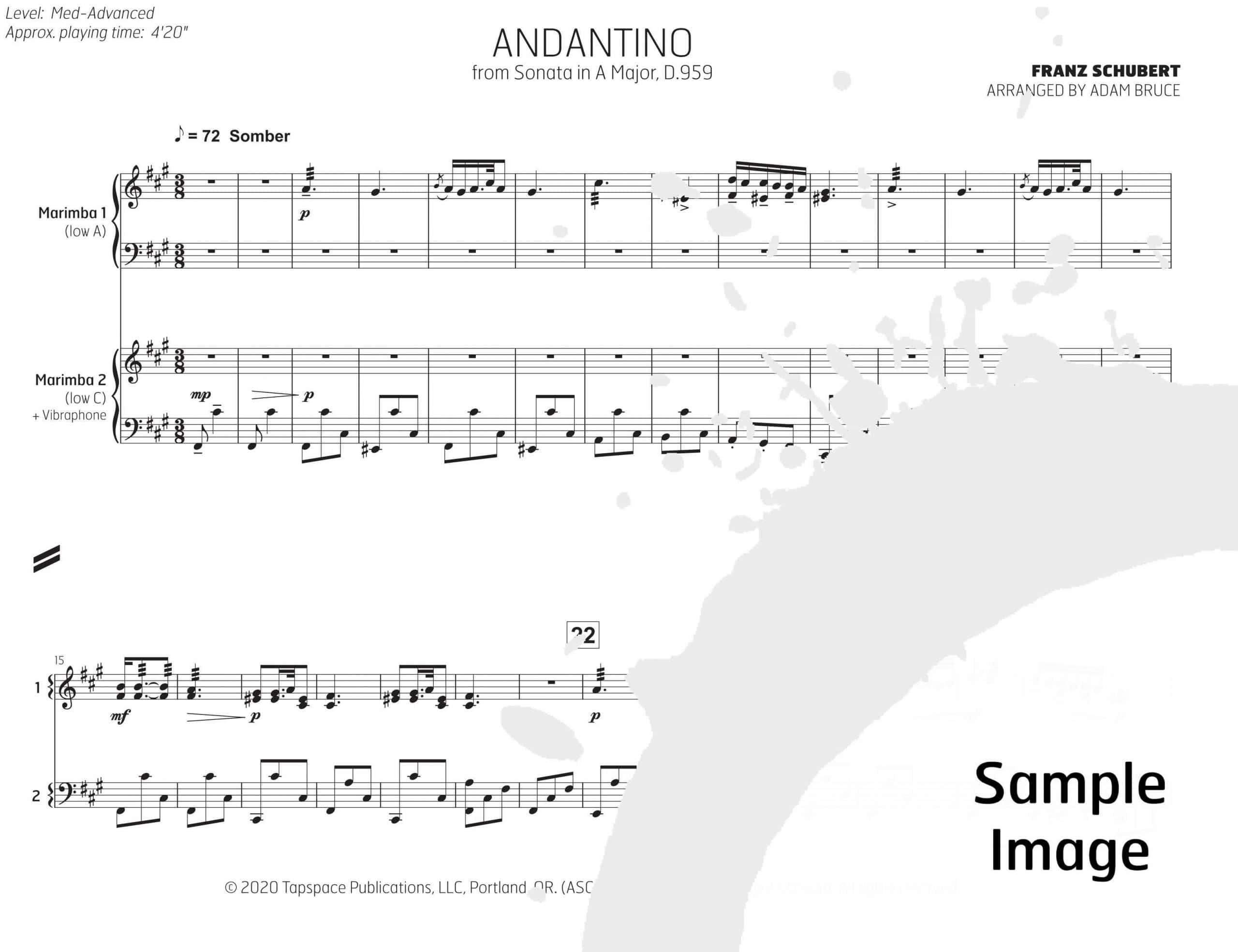 Andantino from Sonata in A Major D959 by Schubert arr. Adam Bruce