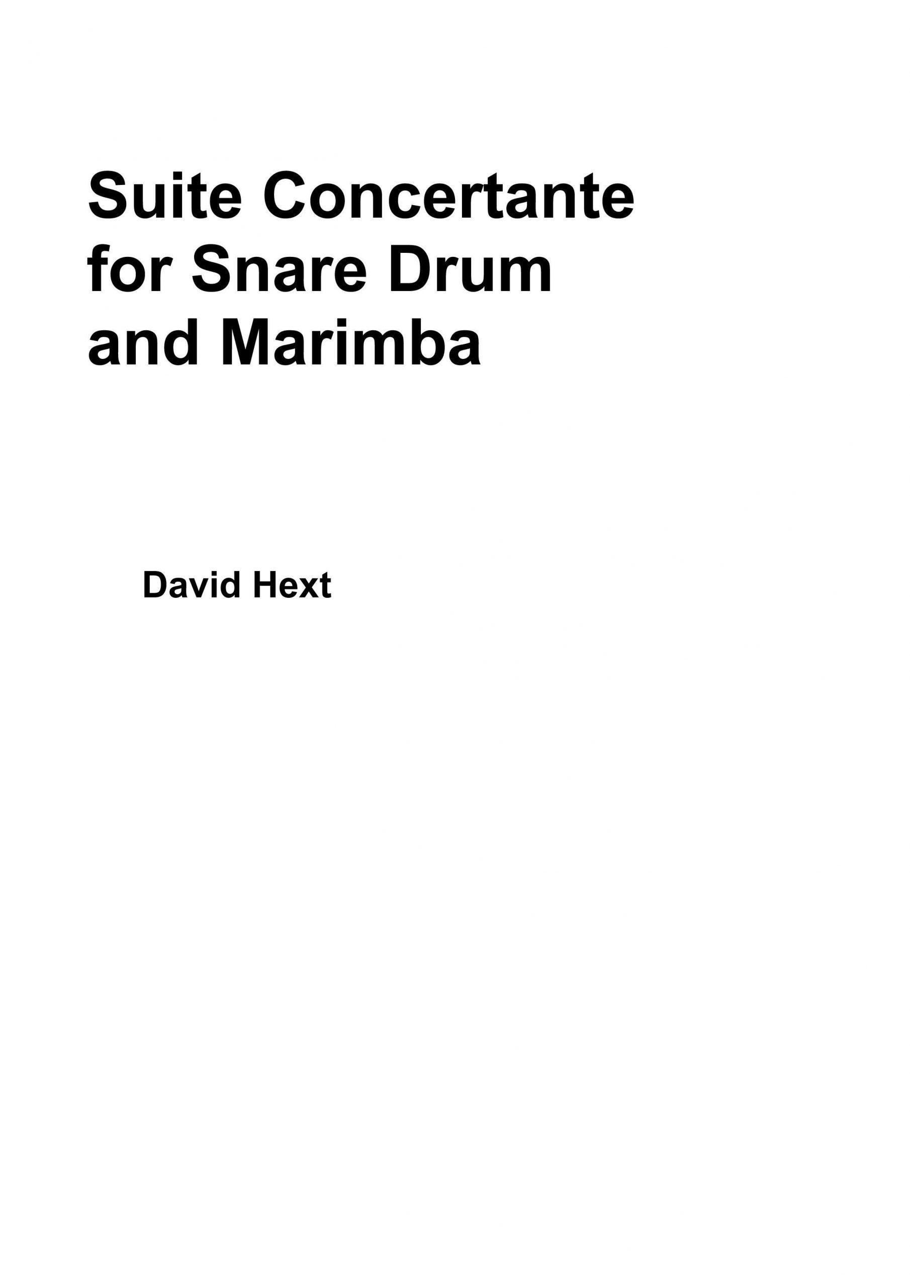 Suite Concertante for Snare Drum and Marimba by David Hext